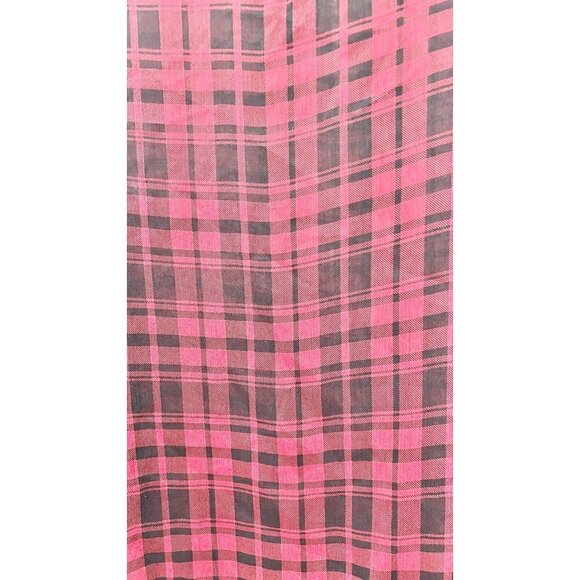 Womens Blouse XL Sheer Plaid Red Casual Lightweight Long Sleeves - Picture 2 of 6